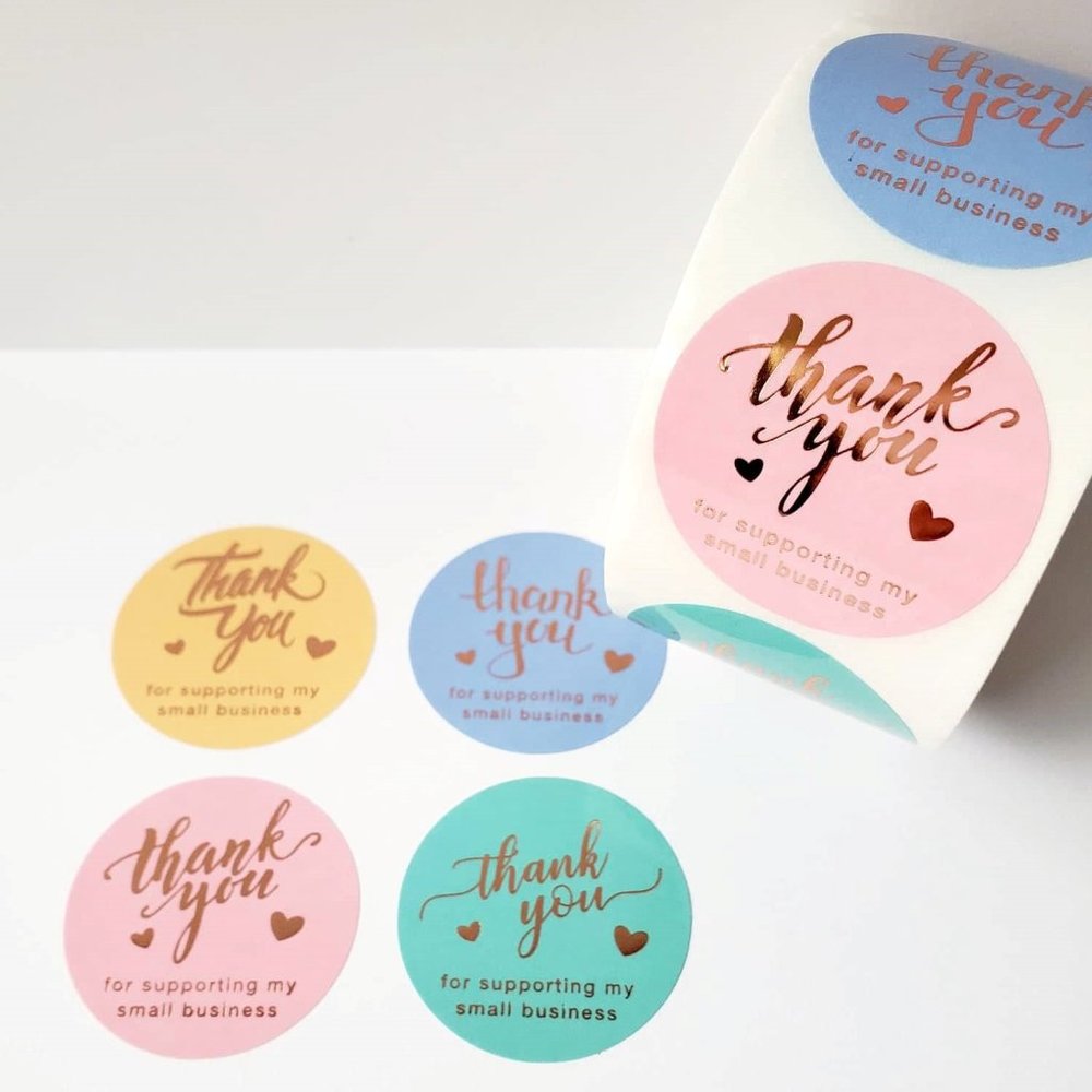 1.5" Thank You Stickers - Roll of 500 Stickers